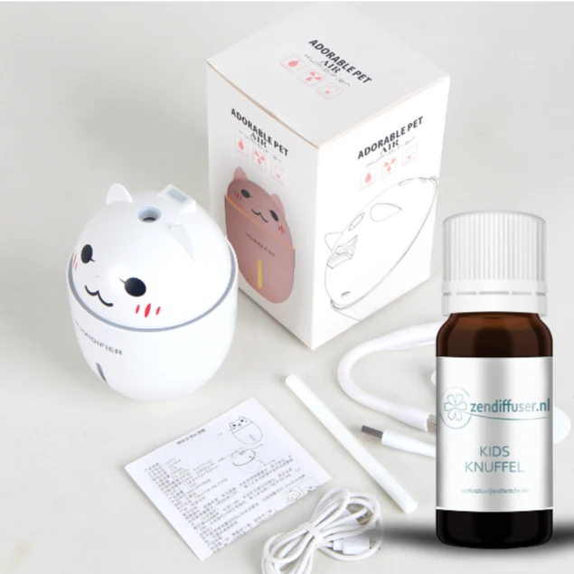 Cadeauset: Aroma Diffuser Kat 3-in-1 + Kids Knuffel etherische olie