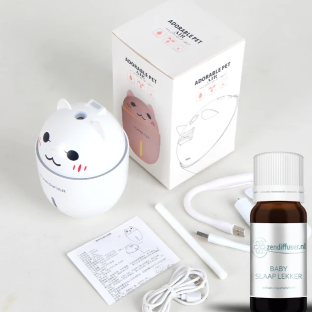 Cadeauset: Aroma Diffuser Kat 3-in-1 + Baby Slaap Lekker etherische olie