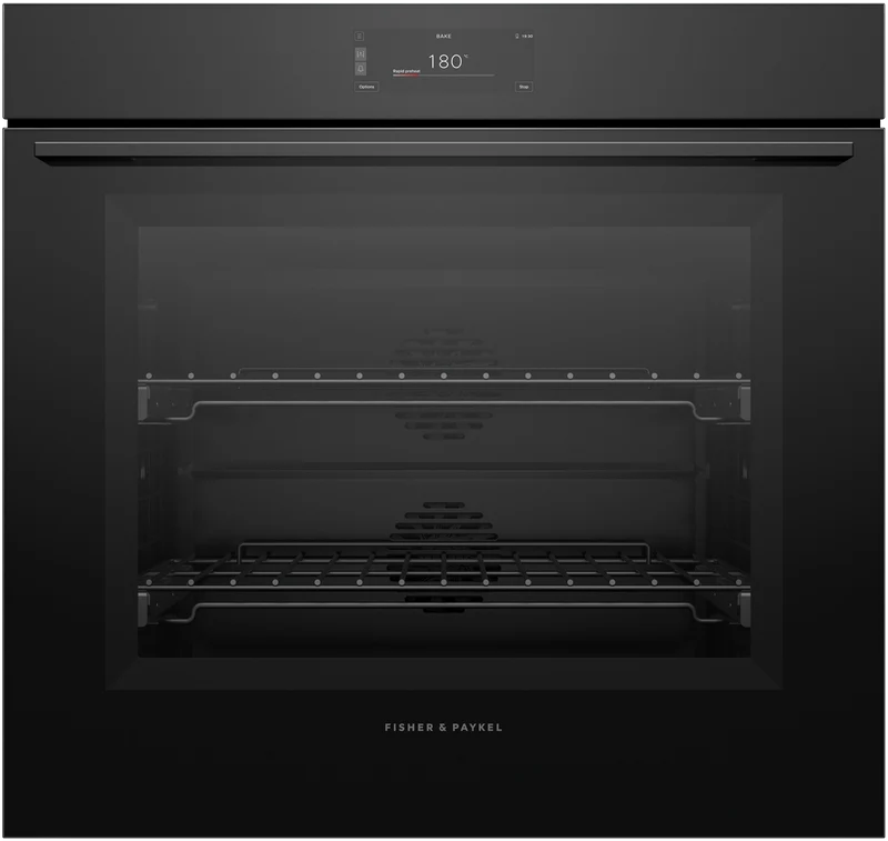 Fisher & Paykel Series 9 Minimal 76cm Pyrolytic Oven, Black Glass