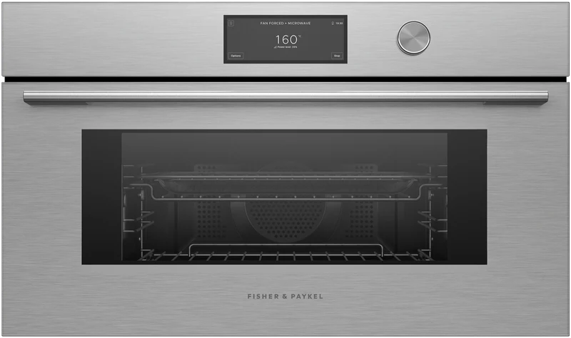 Fisher & Paykel Series 9 Contemporary Compact 76cm Combination Steam Oven, Brushed Silver Glass