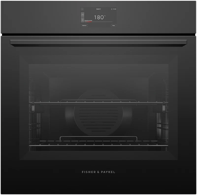Fisher & Paykel 60cm Series 7, Minimal Pyrolytic Oven, Black Glass