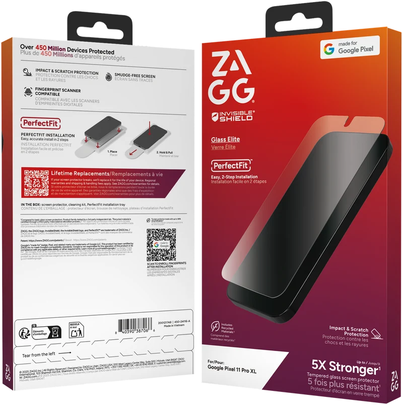 ZAGG InvisibleShield Glass Elite Screen Protector for Pixel 11 Pro XL
