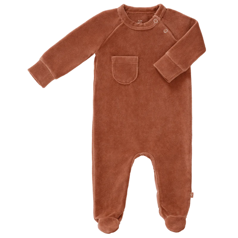Fresk Baby Pyjama Velours Met Voeten Copper
