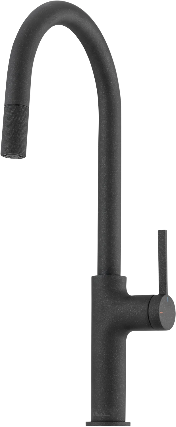 Oliveri Vilo Goose Neck Pull Out Mixer, Black Granite
