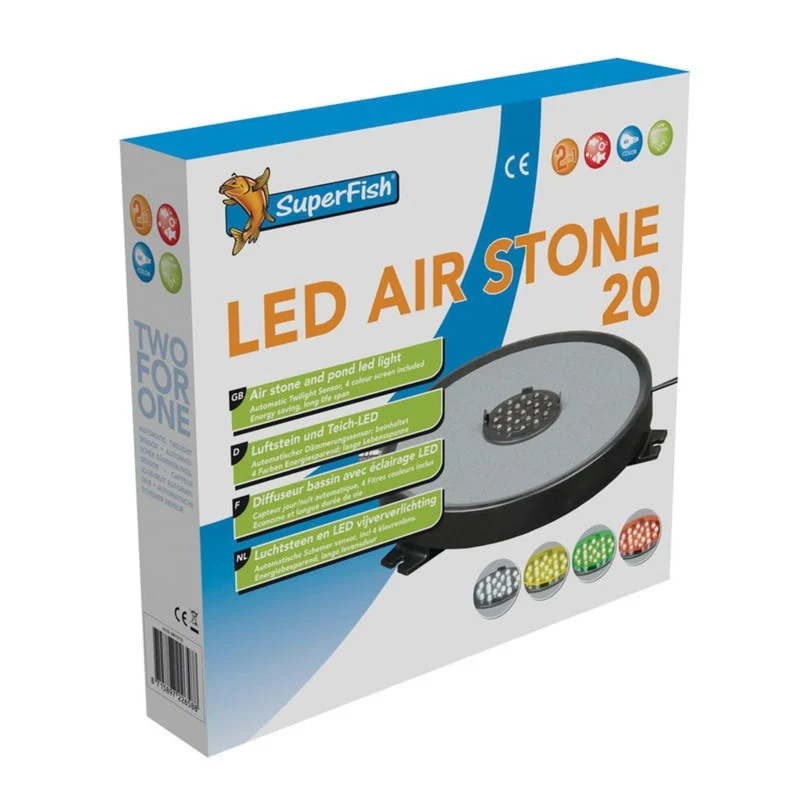Superfish LED Color Luchtsteen 20 cm - Beluchting met sfeerverlichting