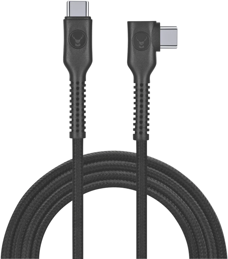Bonelk Long-Life Easy Grip USB-C to USB-C Right Angle 100W 3m Cable Black
