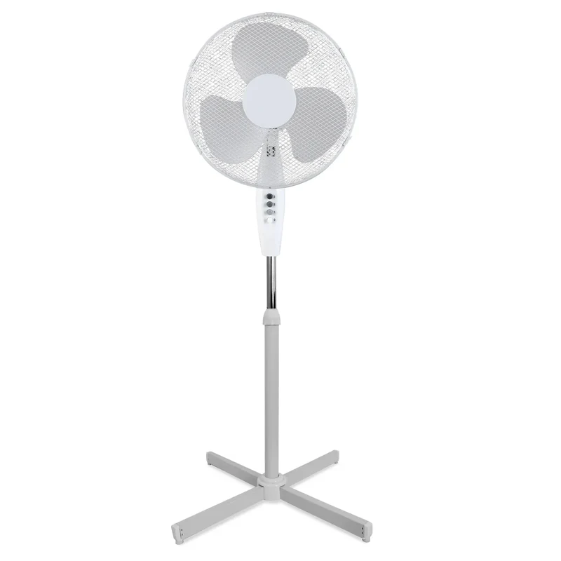 Sheffield 1.25m Tall Pedestal Oscillating Fan Self Standing with 40cm Head in White