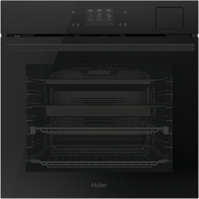 Haier 600 Series 60cm Pyrolytic Oven, 25 Function, Air Fry, Steam Assist Plus, Black