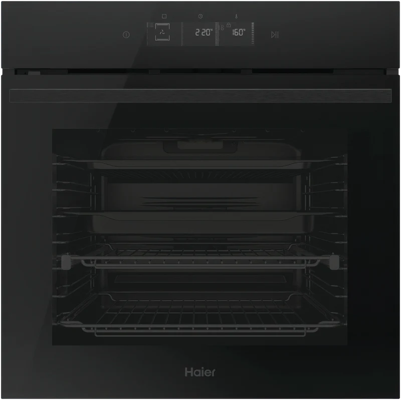 Haier 500 Series 60cm Pyrolytic Oven, 14 Function, Air Fry, Steam Assist, Black
