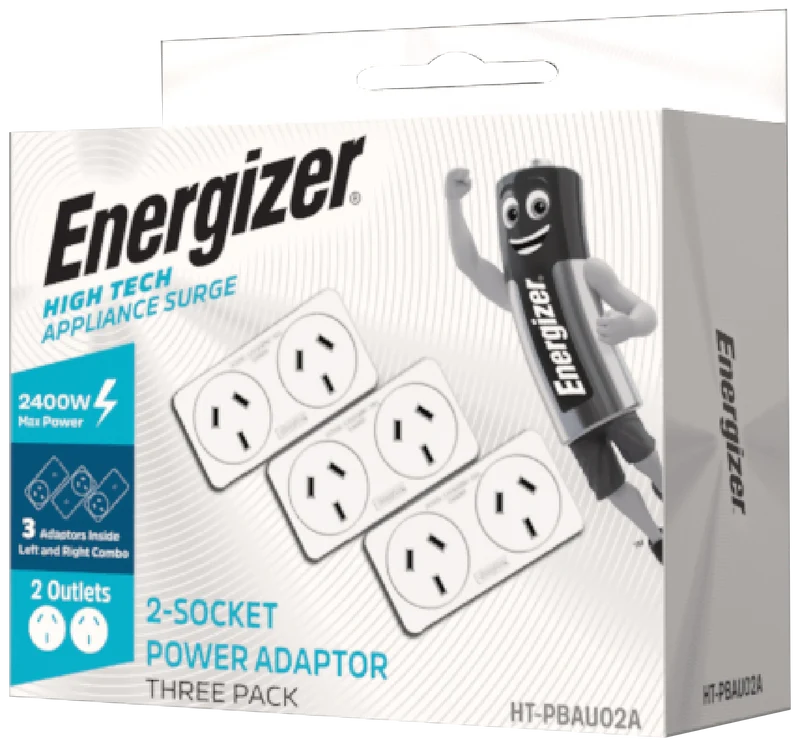 Energizer 2-Outlet Power Adaptor (3 Pack)