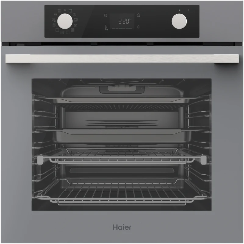 Haier 500 Series 60cm Pyrolytic Oven, 12 Function, Air Fry, Steam Assist, Grey