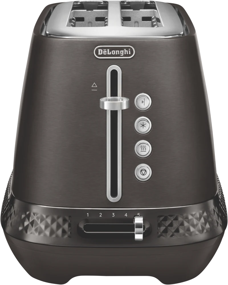 DeLonghi Diadema 2 Slice Long Slot Toaster Brushed Grey