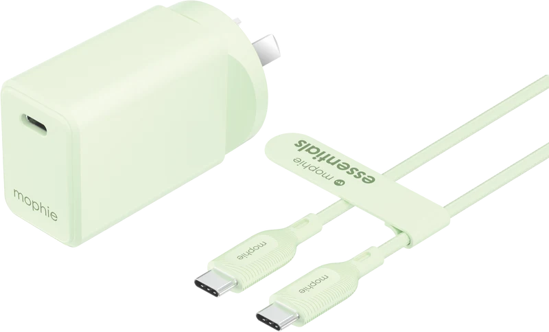 Mophie Essential 30W USB-C Wall Charger & C-C Cable Green