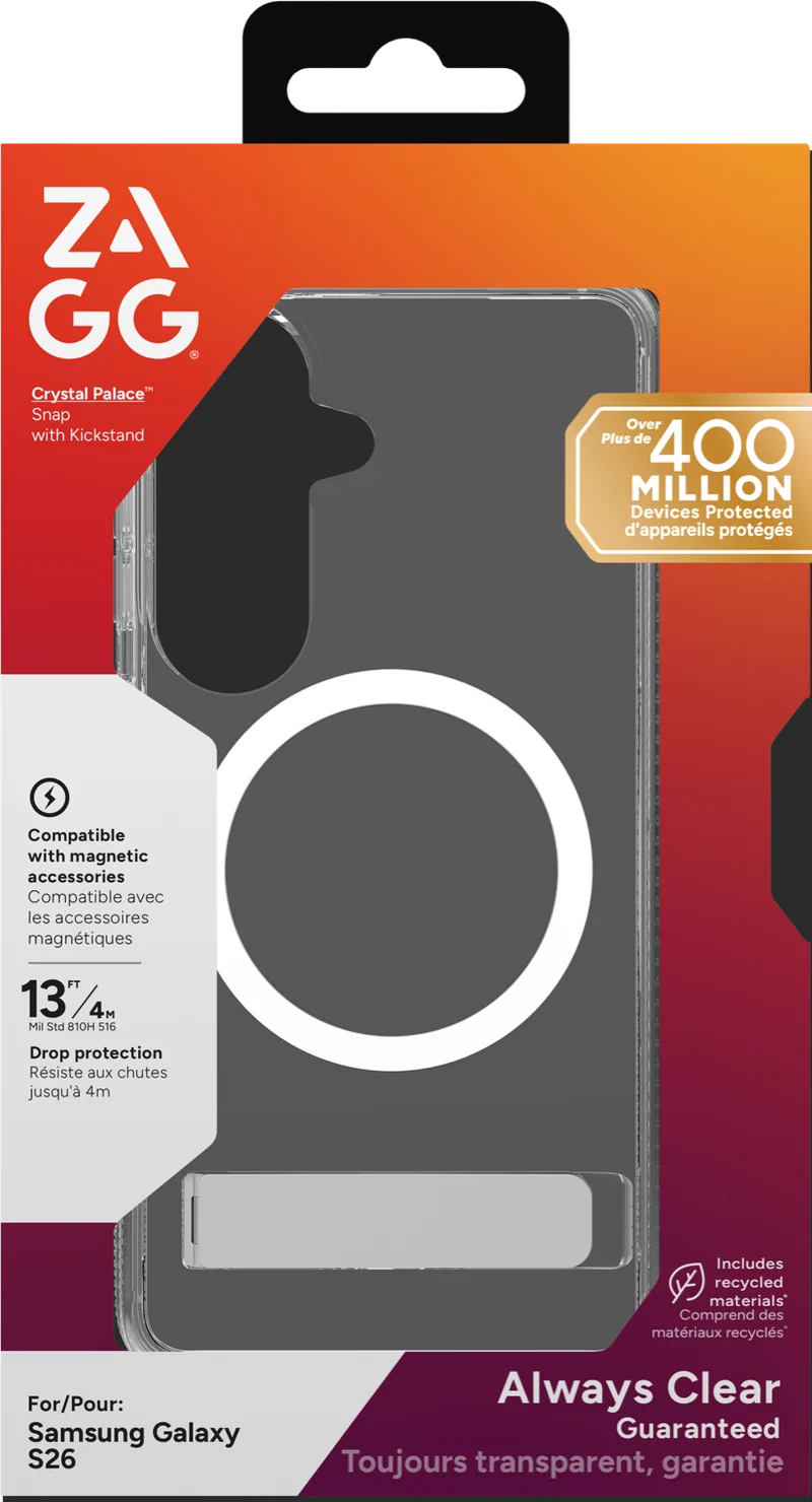 ZAGG Samsung Galaxy S26 Crystal Palace Snap Kickstand Case Clear