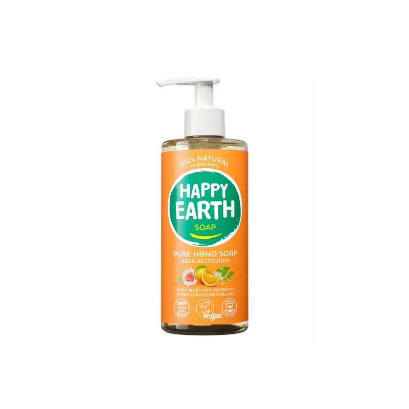 Happy Earth 100% Natuurlijke Hand Soap Rose Petitgrain 300 ml