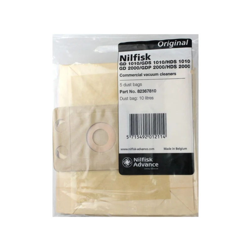 5x Nilfisk GD1000, GD1010, GD2000 Vacuum Cleaner Bags (82367810)