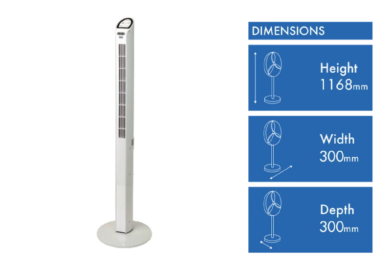 DeLonghi 116cm Tower Fan with Remote