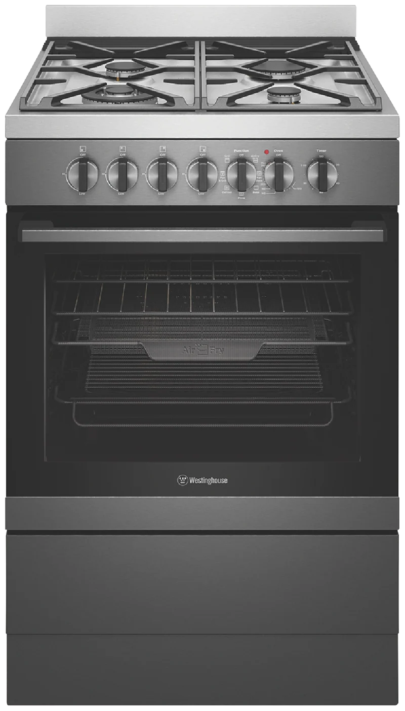 Westinghouse 60cm Dual Fuel Freestanding Cooker with Airfry, Dark Stainless Steel