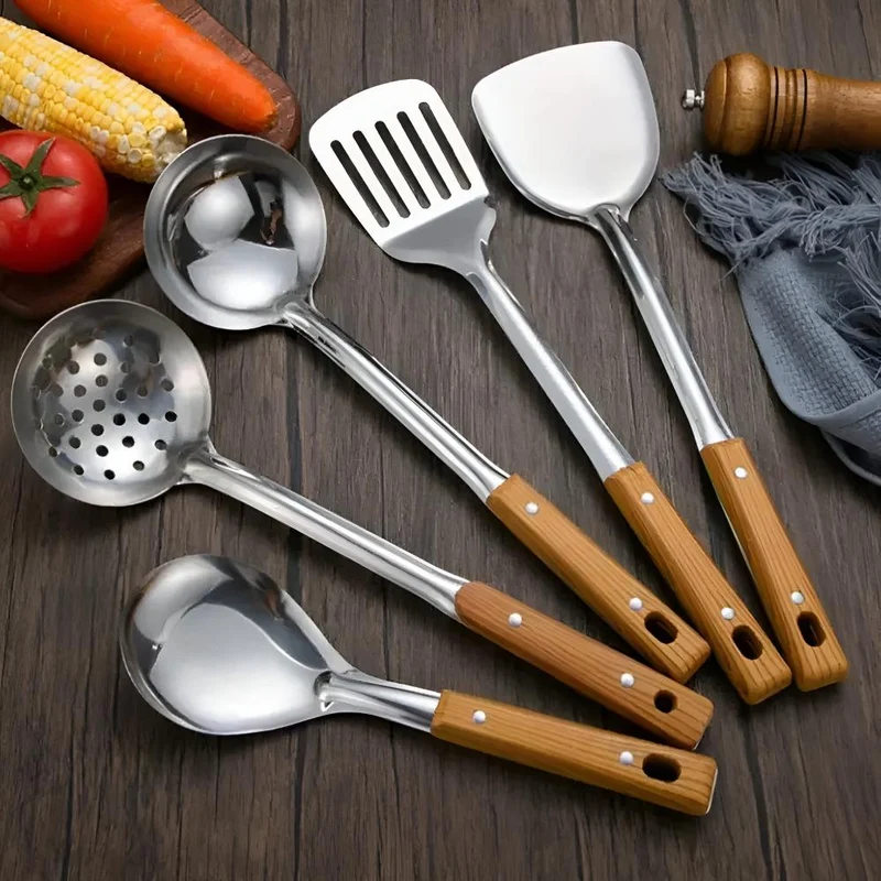 Premium Houten Handgreep Keukengerei Set (5-delig)