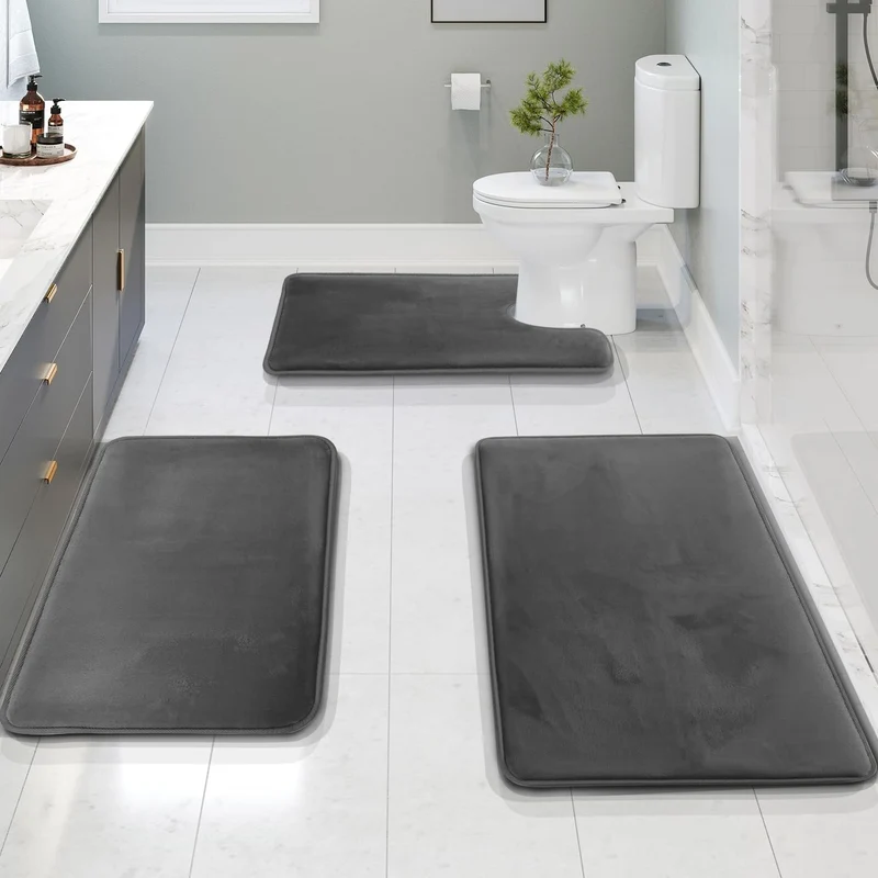 Hola – 3-delige fluwelen memory foam badmat set