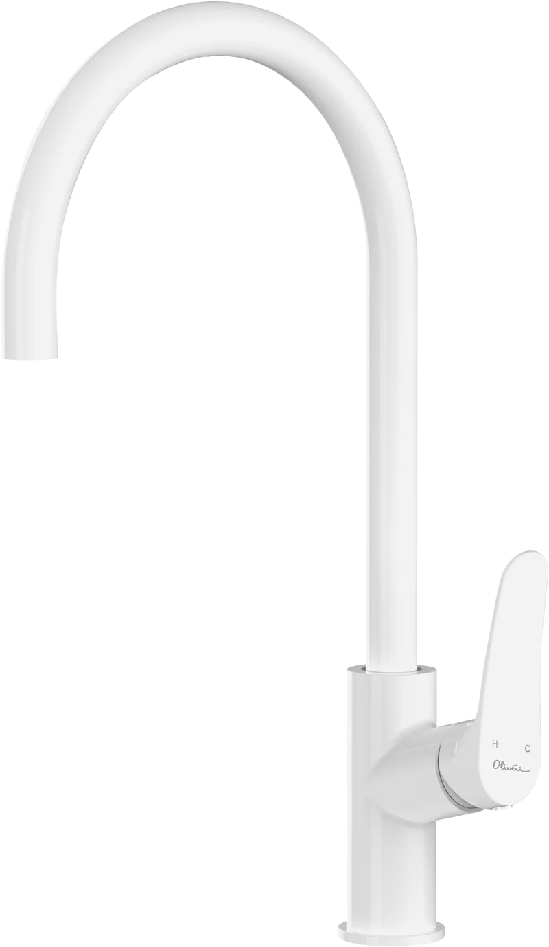Oliveri Verona Goose Neck Mixer - White