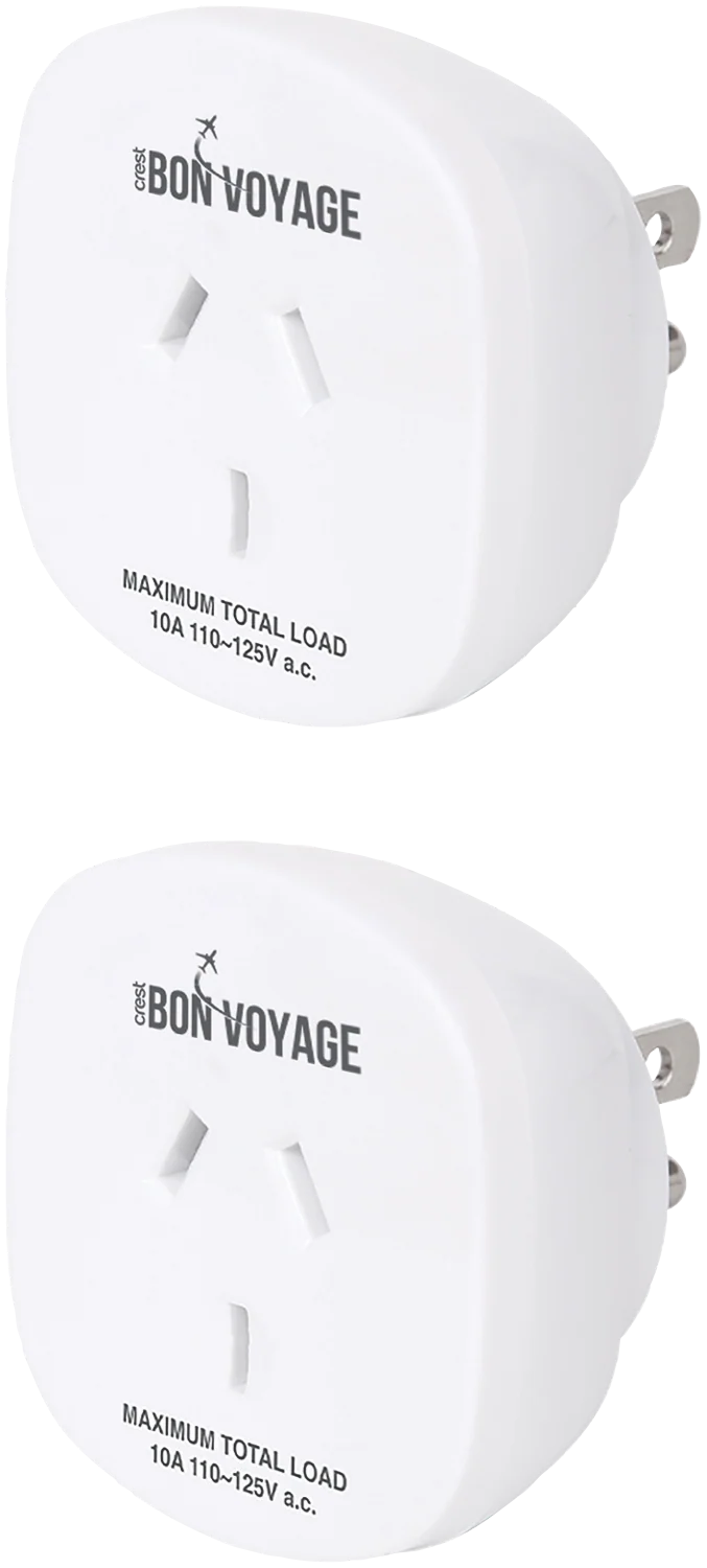 Bon Voyage Travel Adaptor Australia to USA (2 Pack)