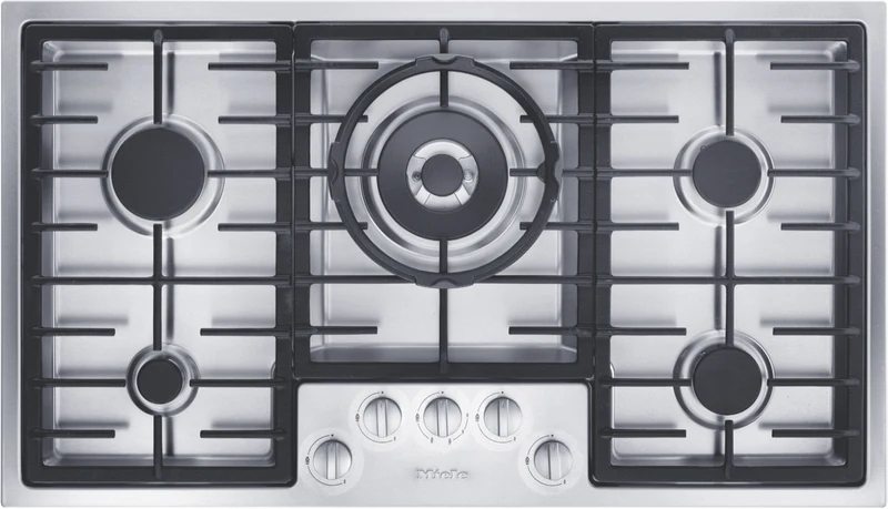 Miele 89cm 5 Burner Gas Cooktop with Dual Wok Burner Stainless Steel