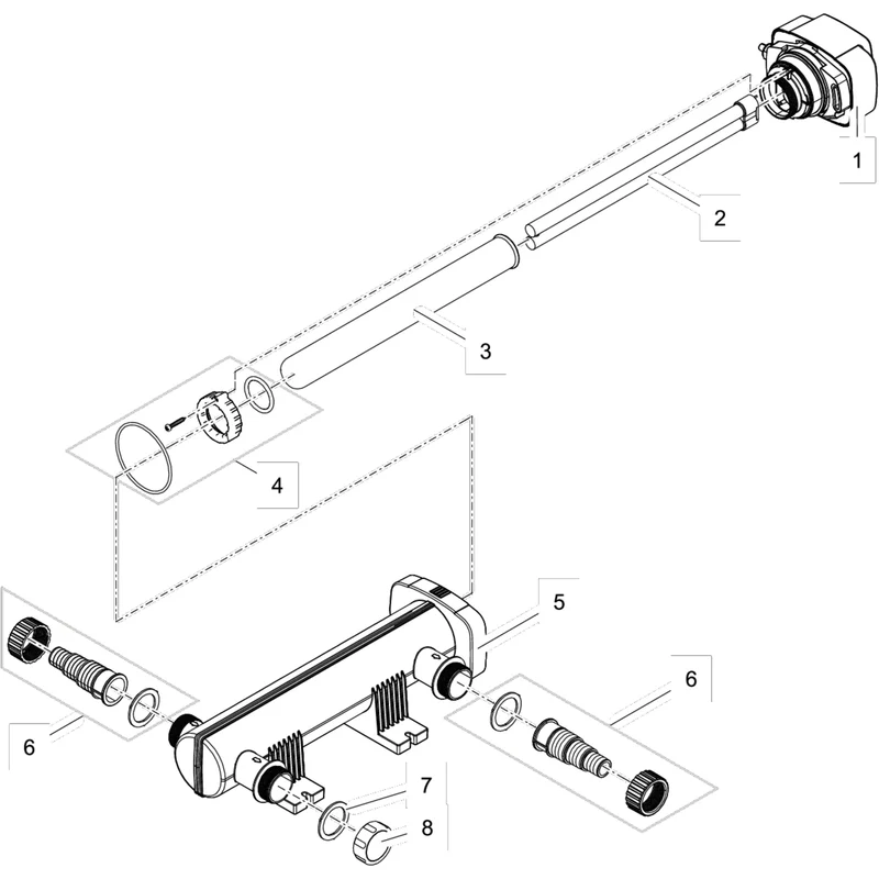Oase Kwartsbuis D44 x 398 mm met rand - voor FiltoClear 16000 en Vitronic 18-36W