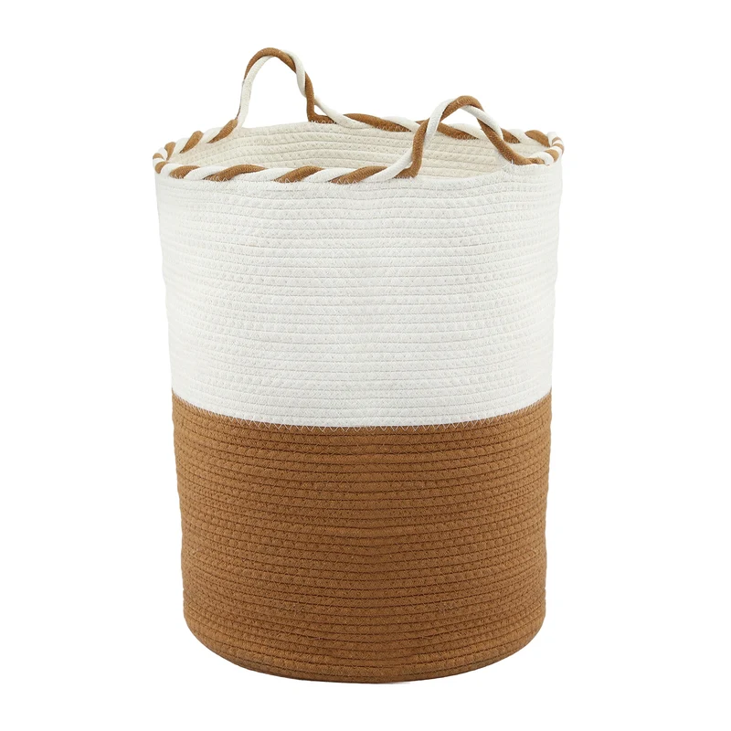 Artiss Woven Laundry Basket with Handles Foldable (White/Brown)