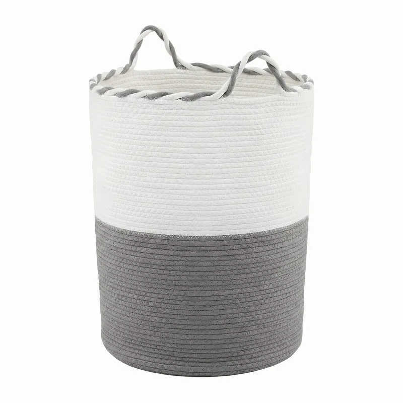 Artiss Woven Laundry Basket with Handles Foldable (White/Grey)