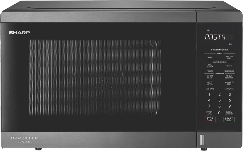 Sharp 1200W Inverter Microwave - Black S/Steel
