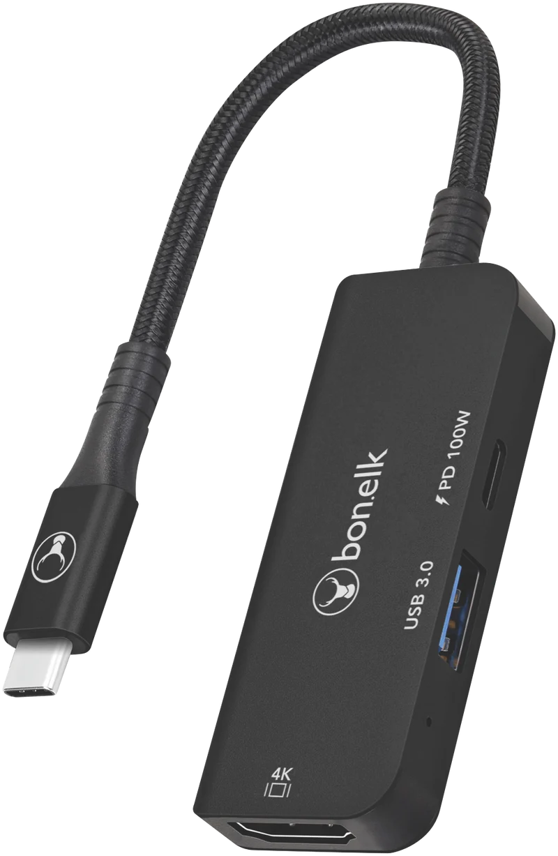 Bonelk USB-C 3-in-1 Multiport Hub (Black)