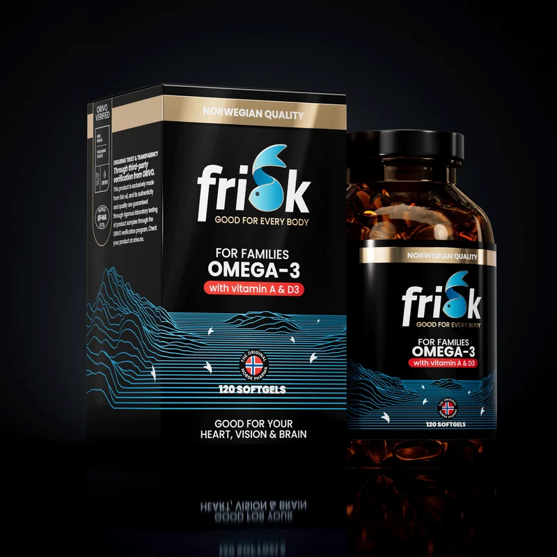 Frisk Omega 3 gezin – visolie met DHA & D3 120 softgels
