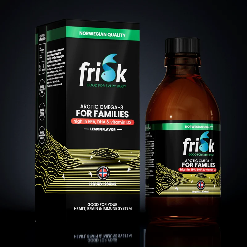 Frisk Omega 3 gezin citroen – visolie met DHA & D3 200 ml