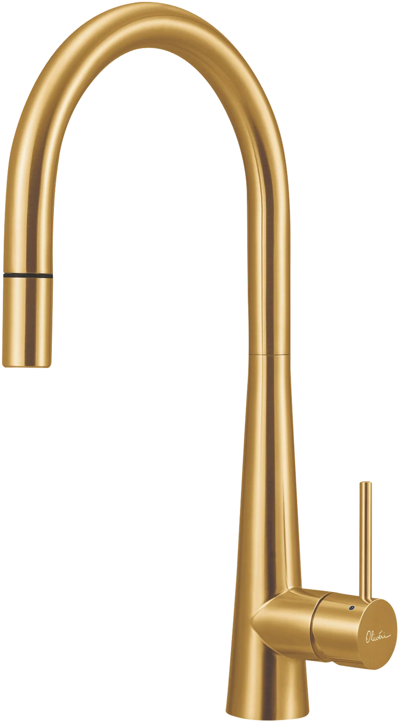 Oliveri Pull Out Goose Neck Brush Gold