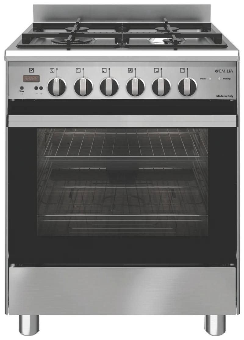 Emilia 60cm Dual Fuel Freestanding Cooker, Stainless Steel