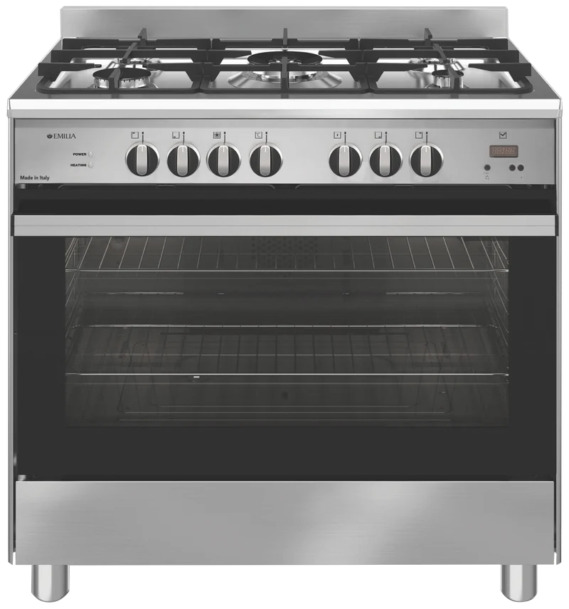 Emilia 90cm Stainless Steel Dual Fuel Upright Cooker