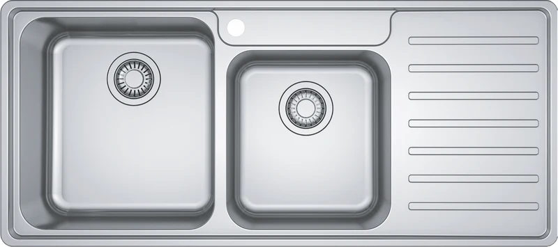 Franke Bell 1 & 3/4 Bowl Sink, Right Hand Drainer, Stainless Steel