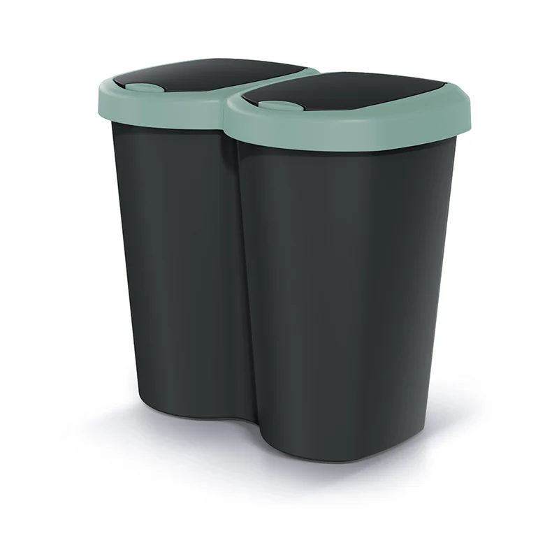 Poubelle Compacta B Duo, vert/noir, capacité 40L, un compartiment, deux couvercles, version murale, NDBS40-5575C_S411