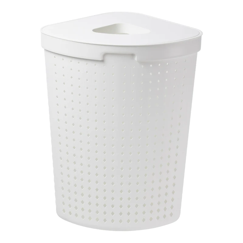 Panier à linge 62L blanc angulaire Rangement Plast Team Seoul
