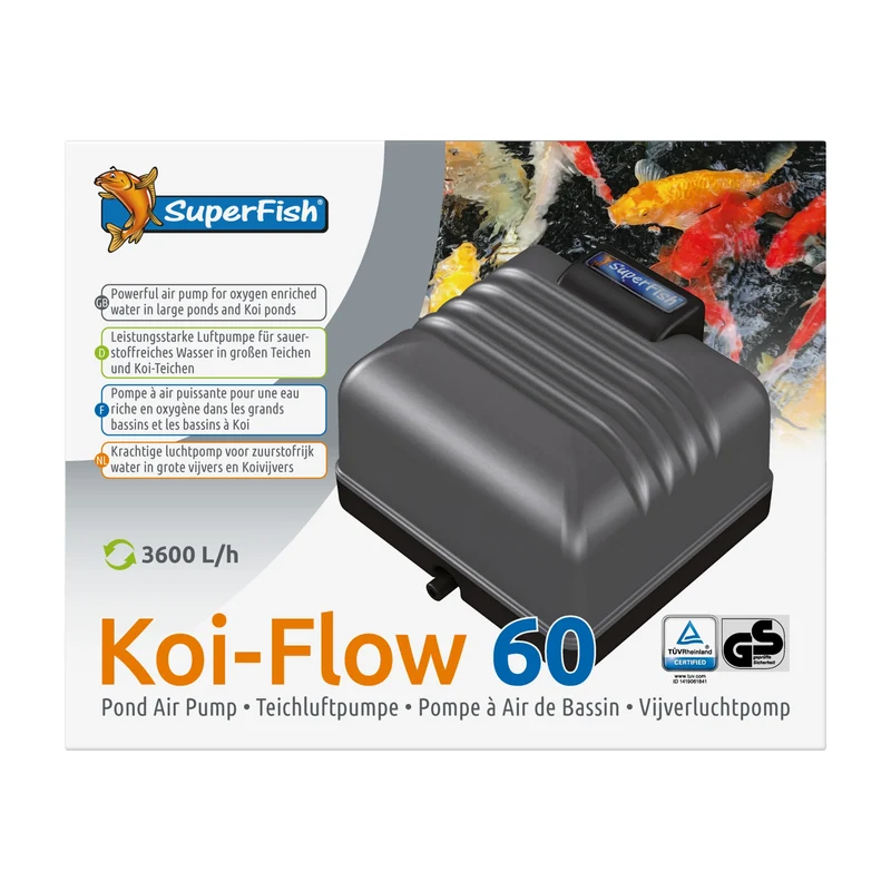 Superfish Koi Flow 60 Luchtpomp - 3.600 l/u zuurstofpomp voor koivijvers