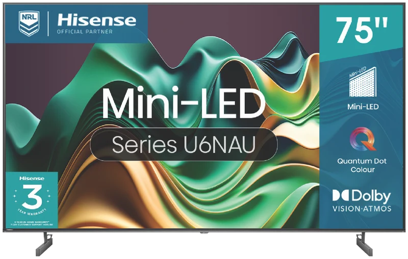 Hisense 75" U6NAU Mini-LED 4K QLED Smart TV 24