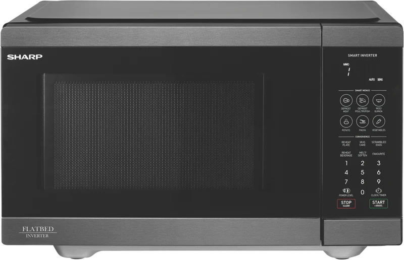 Sharp 26L 900W Flatbed Inverter Microwave Black Stainless Steel