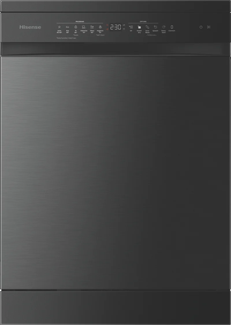 Hisense 60cm Freestanding Dishwasher, Black Steel