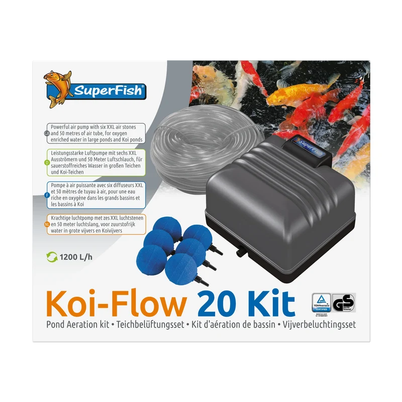 Superfish Koi Flow 20 beluchtingsset - complete luchtpomp met 20 l/min voor vijvers tot 8.000 liter