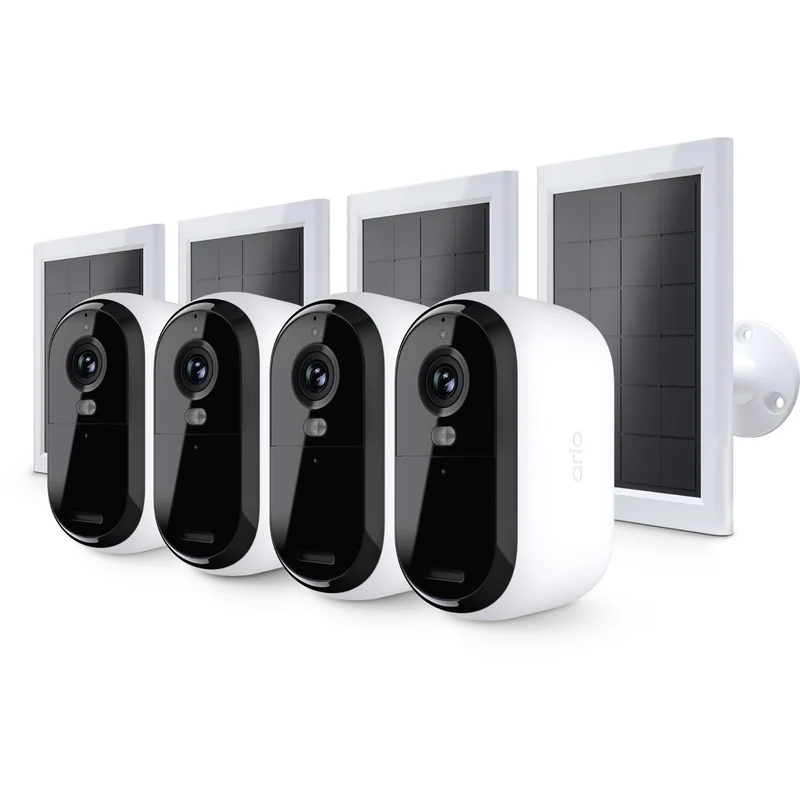 Arlo Essential Security Camera Kit with Solar Panel + 6M Subscription (4 Pack)