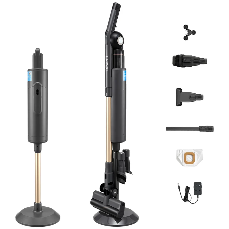 Devanti Cordless Vacuum Cleaner with Auto-Empty Dust Station 18kPa Suction (Grey)