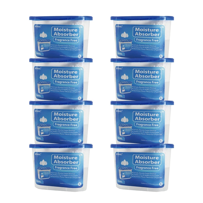 AROVEC Moisture Absorber 500mL for Laundry Room, Wardrobe, Storage, 8-Pack