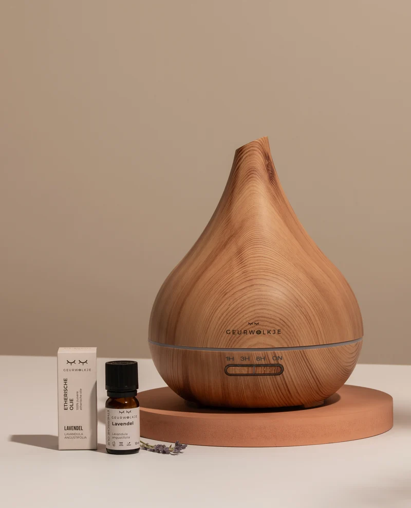 Geurwolkje® Aroma Diffuser Voordeel Bundel: Unity - Licht hout - 400 ml - met Lavendel Etherische Olie
