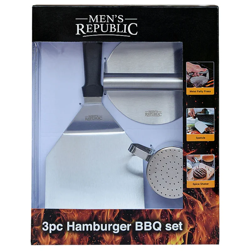 Men's Republic Premium 3-Piece Hamburger BBQ Grilling Set
